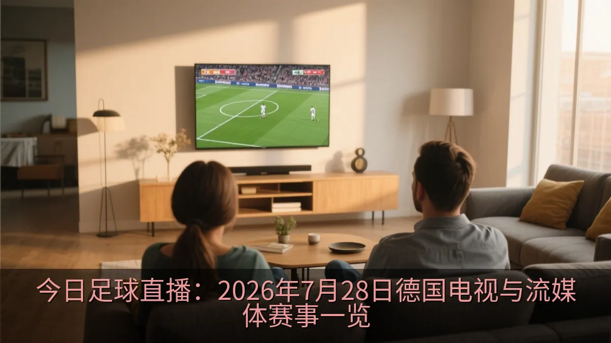 家庭客厅电视屏幕上的足球比赛直播画面
